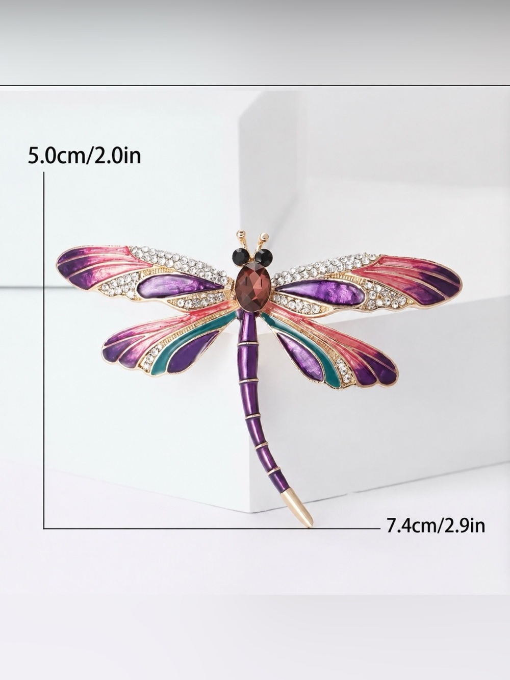 Dragonfly Enamel & Rhinestone Fashion Brooch Pin Modern New NWT - Picture 3 of 3